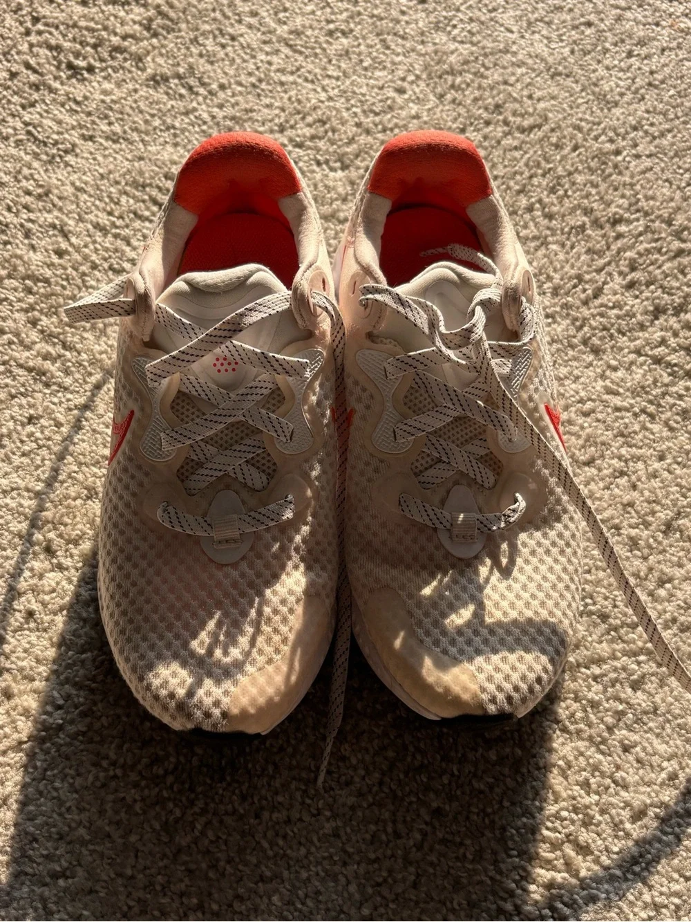 Nike Women's Cream Athletic Sneakers with Coral Accents